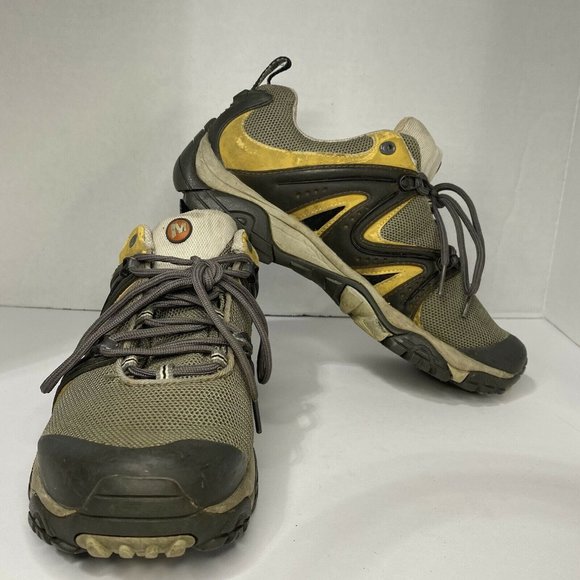 Merrell Reactor Ventilator Hiking Shoe Continuum Mens 8.5 Yellow Charcoal Vibram - Picture 1 of 9